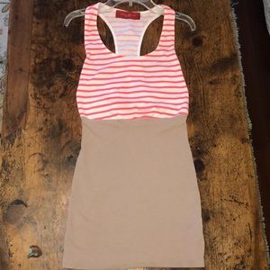 Akira Red Label orange, white & tan dress